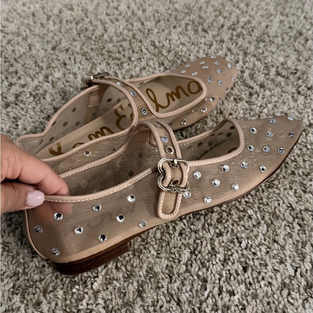 Sam Edelman Tan Rhinestone Mary Jane Flats - Picture 4 of 5